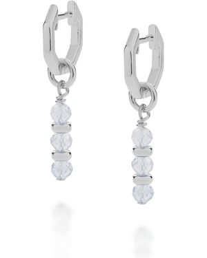 Nellou Jewellery Linear Huggie Birthstone Earrings March Sterling - Metallic