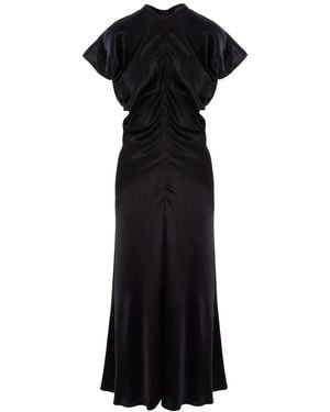 concept A trois Midi Dress With Oversized Short Sleeves And Flared Cut - Black