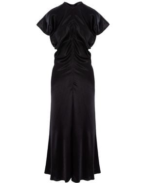 concept A trois Midi Dress With Oversized Short Sleeves And Flared Cut - Black