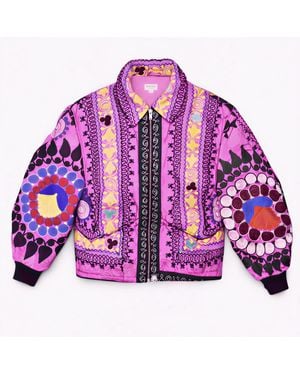 Zasta Studio Unknown Tapestries Silk Bomber Jacket Medium C - Purple