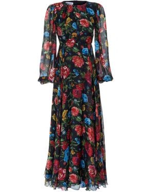 Sofia Tsereteli Long Silk Chiffon Dress - Black