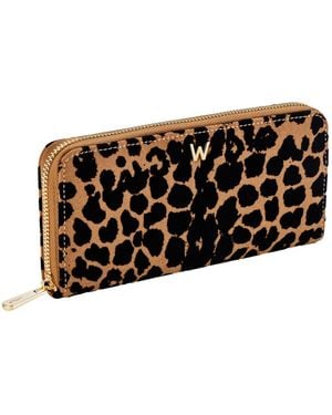 Wolf Savanna Leopard Print Long Zip Wallet - Black