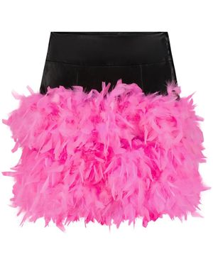Úchè Mini Leather Feather Trim Skirt - Pink