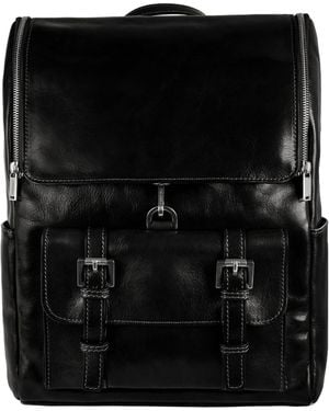 Time Resistance Large Leather Backpack - Black