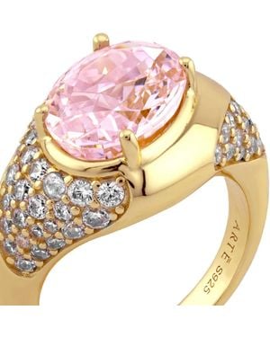 Arte Madrid Sierra Pavé Contour Statement Ring - Pink