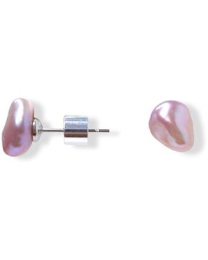 Ninemoo Blush Keshi Pearl Stud Earrings - Pink