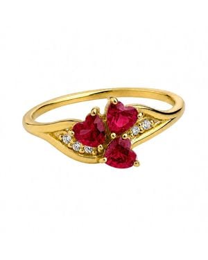 Belinda Jewelz Ruby Triple Heart Cluster Birthstone Ring - Orange
