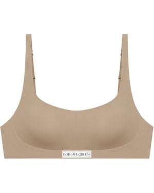 GOD SAVES QUEENS Neutrals Second Skin Bralette Scoop-Neck Mocha - White