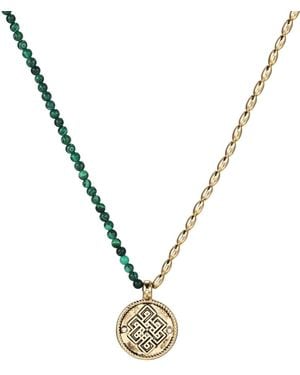 Aurozia Three Charms Venus Bound The Endless Love Knot Crystal Beaded Necklace Malachite - Metallic