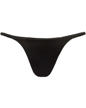 Black Heart Lingerie Ruched Silk Thong - Black