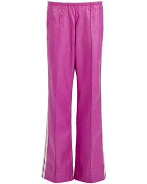 Moov Perfect Suit Pants — Straight-Leg Vegan Leather With Side Stripes - Purple
