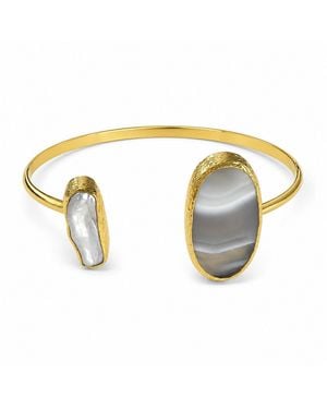 By Ozge Pearl Harmony Plated Cuff Bracelet - Metallic