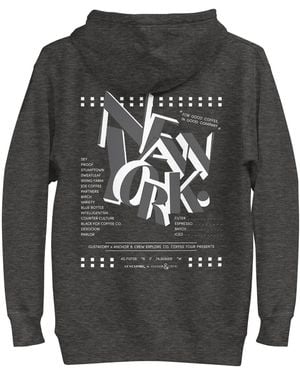 Anchor and Crew Heather Gustatory New York Coffee Scene Cotton Blend Embroidered Hoodie - Grey
