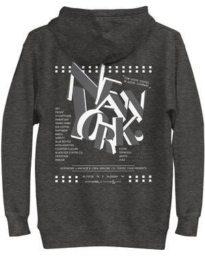 Anchor and Crew Heather Gustatory New York Coffee Scene Cotton Blend Embroidered Hoodie - Grey