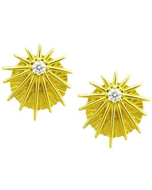 Maison De Gala Tone Starburst Stud Earrings With Centre Crystal - Yellow