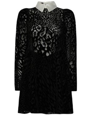 SVETA Milano Oxford Leopard-Pattern Velvet Dress - Black