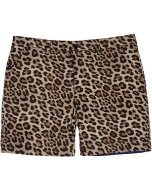 lords of harlech Edward Leopard Flat Front Short - Black