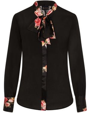 Sophie Cameron Davies Peony Silk Bow Blouse - Black