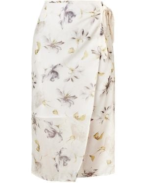 Italia A Collection Neutrals Floral Wrap Pencil Skirt - Natural