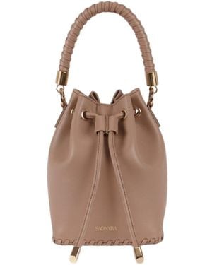 Saonara Brand Neutrals Mini Bucket Bag Moka Leather - Brown