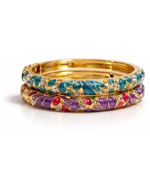 Nuvv Collection Elegant Enamel Bangles With Intricate Detailing - Blue