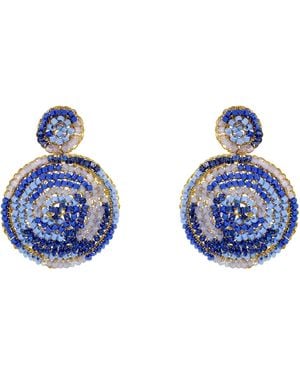 Lavish by Tricia Milaneze Sky Mix Dahlia Handmade Crochet Earrings - Blue