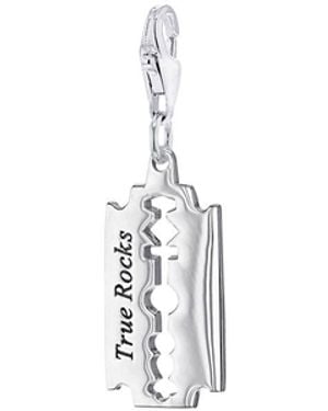 True Rocks Mini Razor Blade Charm Sterling - Metallic