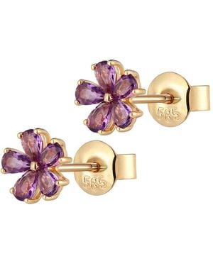 Larisa Beaumont Amethyst Cherry Blossom Stud - Pink