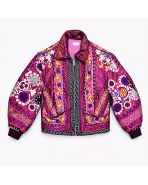 Zasta Studio Unknown Tapestries Silk Bomber Jacket Small A - Pink