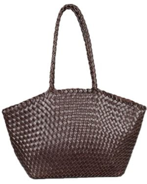 Rimini Woven Leather Tote Shoulder Bag 'Nicoletta' - Brown