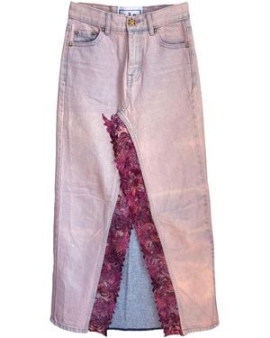 L2R THE LABEL Embellished Denim Skirt - Purple
