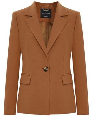 Exquise Slim Wrap Front Blazer Jacket - Brown
