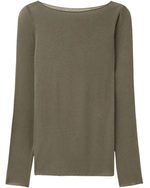 Cove Boat Neck Khaki Modal Cashmere Base Layer - Green