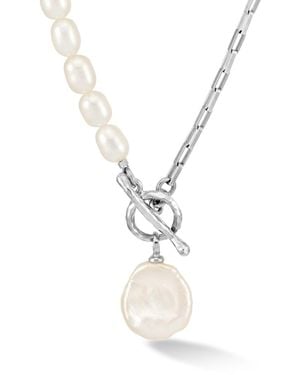 Dower & Hall Keshi Luna Pearl Drop Chain Necklace - Metallic