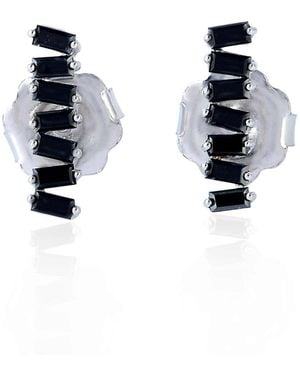 Artisan Diamond Baguette Stud Earrings - Black