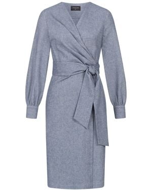Marianna Déri Herringbone Wrap Dress - Blue