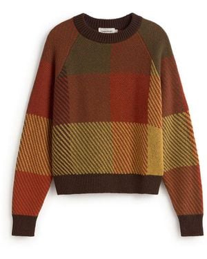 Thinking Mu Checkered Wool Nur Sweater - Brown
