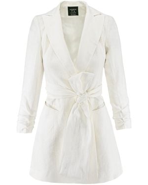 AVENUE No.29 Linen Blazer Dress With Bow - White