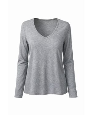 Conquista Essential V-Neck Long-Sleeve Top - Grey