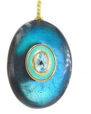 KAMARIA Labradorite Gemstone Pendant With Topaz - Blue