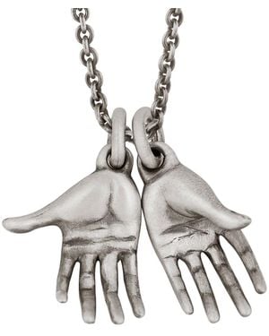 Snake Bones Hands Pendant Necklace - Metallic