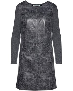 Conquista Dark Dress With Faux Leather Front - Gray