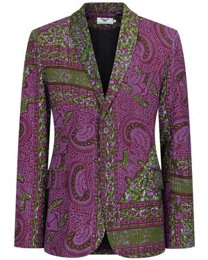 Ohema Ohene Joshua African Print Fitted Blazer Ermine - Purple