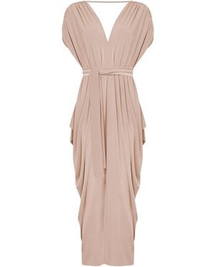 James Lakeland Neutrals Draped Open-Back Midi Dress – Taupe - White