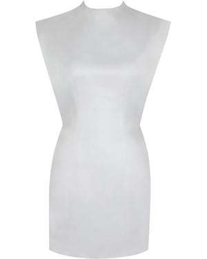 Miss Circle New York Vienna Satin Mock Neck Mini Dress - White