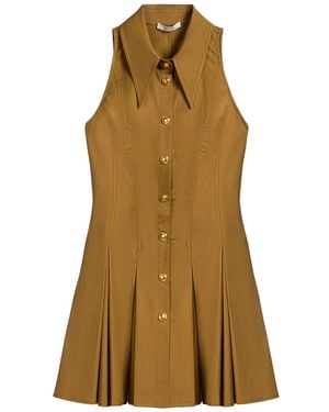 Nocturne Sleeveless Pleated Mini Dress - Brown