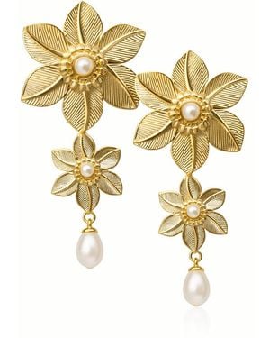 ADIBA Magnolia Bloom Drop Earring - Metallic