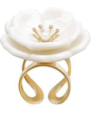 POPORCELAIN Plum Blossom Statement Ring - Metallic