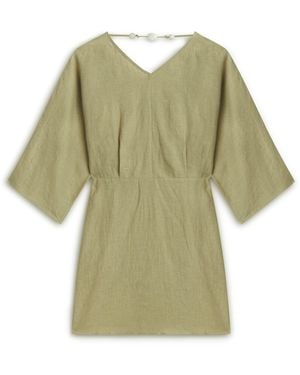 Nocturne Open Back V-Neck Mini Dress – Sage - Green