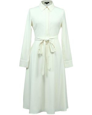 Smart and Joy Fit-And-Flare Tailor Shirt-Dress Crossedf Belt - Green